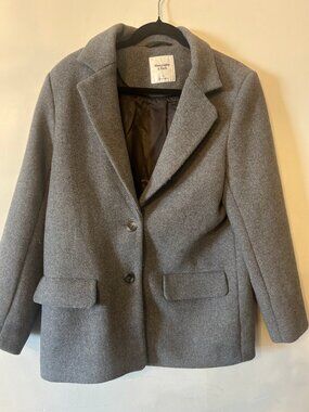 Abercrombie & Fitch Gray Wool-Blend Blazer